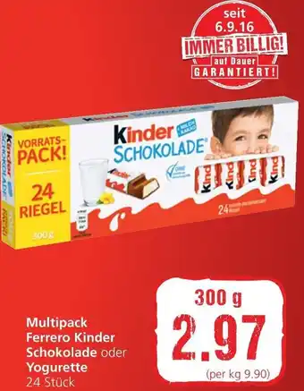 Spar Multipack Ferrero Kinder Schokolade oder Yogurette 300 g Angebot