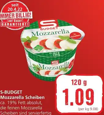 Spar S-Budget Mozzarella Scheiben 120 g Angebot