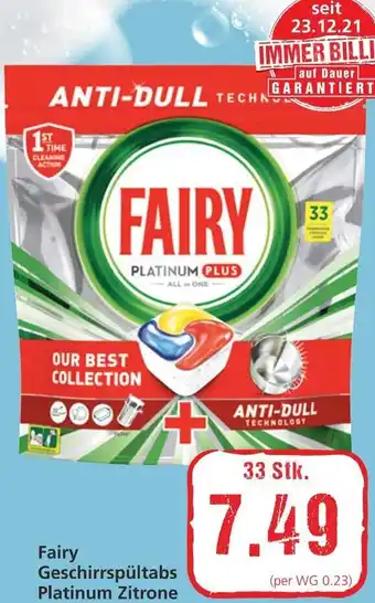 Spar Fairy Geschirrspültabs Platinum Zitrone Angebot