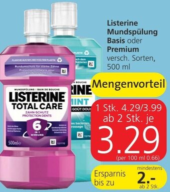Spar Listerine Mundspülung Basis oder Premium 500 ml Angebot