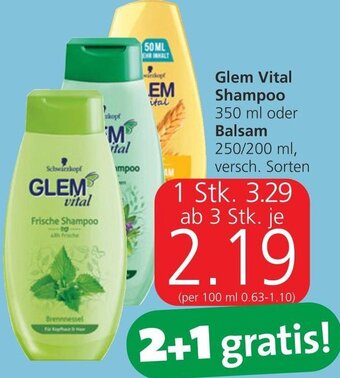 Spar Glem Vital Shampoo 350 ml oder Balsam 250/200 ml Angebot