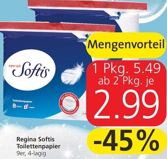 Spar Regina Softis Toilettenpapier 9er, 4 Lagig Angebot