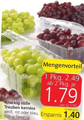 Spar Knackig Süße Trauben Kernlos 500g Angebot