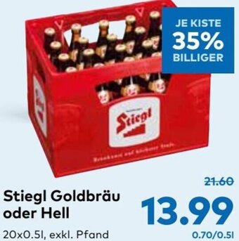 T&G Stiegl Goldbräu oder Hell 20x0.5l Angebot