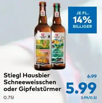 T&G Stiegl Hausbier Schneeweisschen oder Gipfelstürmer 0.75l Angebot