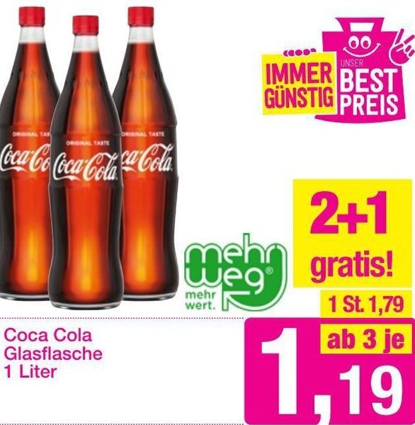 CocaCola Glasflasche 1 Liter Angebot bei Sutterlüty
