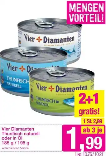 Sutterlüty Vier Diamanten Thunfisch Naturell oder in Öl 185/195 g Angebot