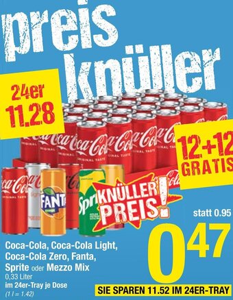 Maximarkt Coca-cola, Coca-Cola Light, Coca-Cola Zero, Fanta, Sprite oder Mezzo Mix 0.33 Liter Angebot