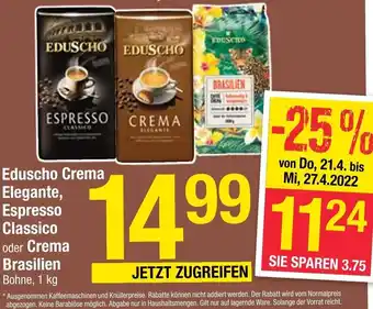 Maximarkt Eduscho Crema Elegante, Espresso Classico oder Crema Brasilien 1 kg Angebot