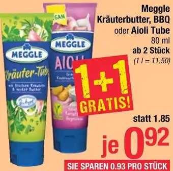 Maximarkt Meggle Kräuterbutter, BBQ oder Aioli Tube 80 ml Angebot
