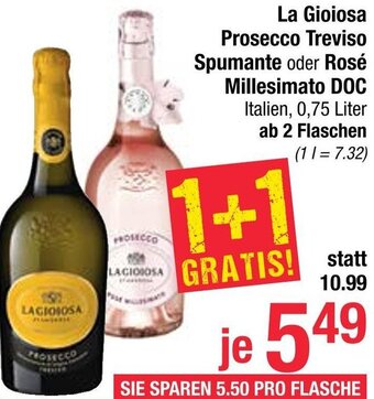 Maximarkt La Gioiosa Prosecco Treviso Spumante oder Rosé Millesimato DOC 0,75 Liter Angebot