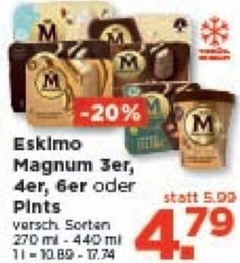 Unimarkt Eskimo Magnum 3er, 4er, 6er oder Pints 270 ml-440 ml Angebot