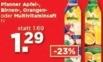 Unimarkt Pfanner Apfel-, Birnen-, Orangen- oder Multivitaminsaft 1l Angebot