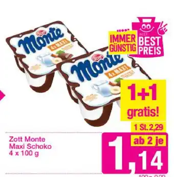 Sutterlüty Zott Monte Maxi Schoko 4x100g Angebot
