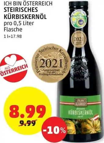 PENNY Steirisches Kürbiskernöl 0.5 Liter Angebot