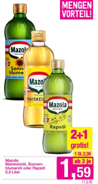 Sutterlüty Mazola Maiskeimöl, Sonnen Blumenöl oder Rapsöl 0,5L Angebot