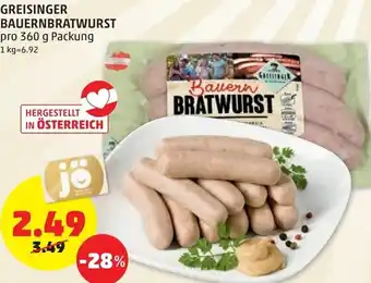 PENNY Greisinger Bauernbratwurst 360 g Angebot