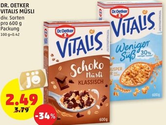 PENNY Dr. Oetker Vitalis Müsli 600 g Angebot
