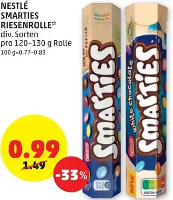 PENNY Nestlé Smarties Riesenrolle 120-130 g Angebot