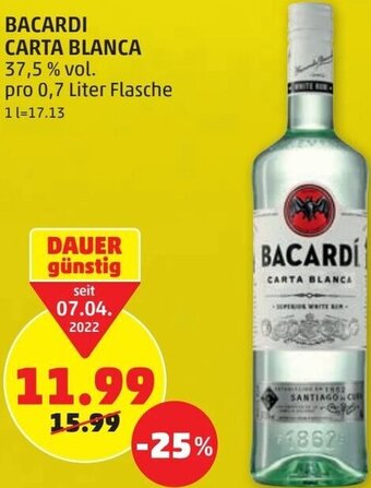PENNY Bacardi Carta Blanca 0,7 Liter Angebot