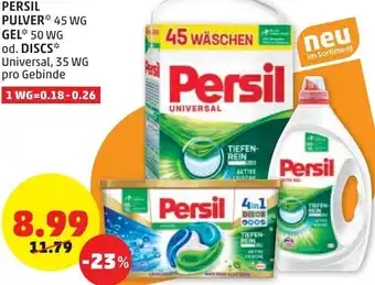 PENNY Persil Pulver 45 wg, Gel 50 wg od. Discs 35 wg Angebot