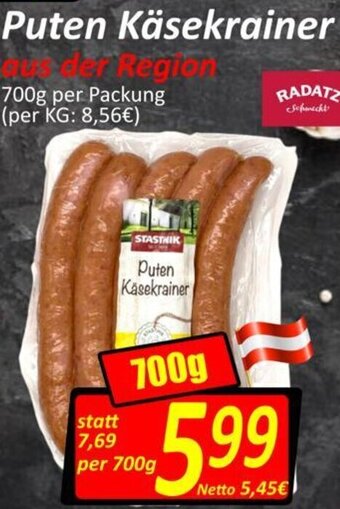 Wurstico Puten Käsekrainer 700 g Angebot