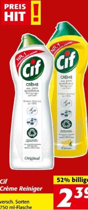 Nah&Frisch cif Crème Reiniger 750 ml Angebot