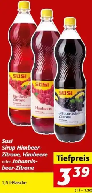 Nah&Frisch Susi Sirup Himbeer-Zitrone. Himbeere oder Johannis-beer-Zitrone 1,5 L Angebot
