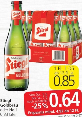 Spar Stiegl Goldbräu oder Hell 0,33 Liter Angebot
