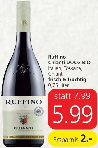 Spar Ruffino Chianti DOCG Bio Frisch & Fruchtig 0,75 Liter Angebot