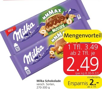 Spar Milka Schokolade 270-300 g Angebot