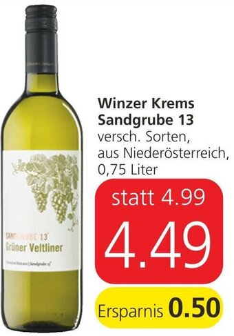 Spar Winzer Krems Sandgrube 13 0,75 Liter Angebot