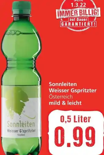 Spar Sonnleiten Weisser Gspritzter Mild & Leicht 0,5 Liter Angebot