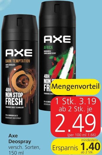 Spar Axe Deospray 150 ml Angebot