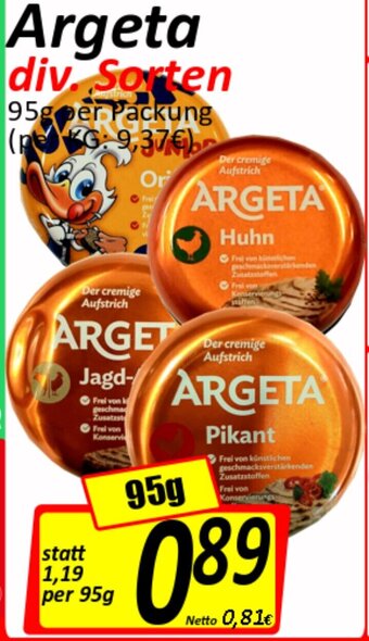 Wurstico Argeta Div. Sorten 95g Angebot