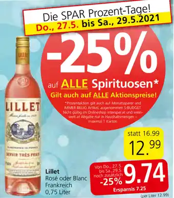 Spar Lillet 0,75L Angebot