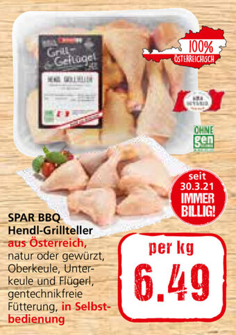 Spar Spar BBQ Hendl- Grillteller Angebot