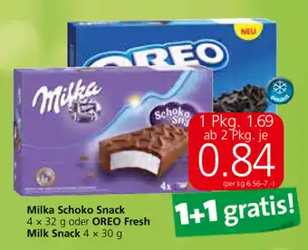 Spar Milka Schoko Snack Oreo Fresh Milk Snack Angebot