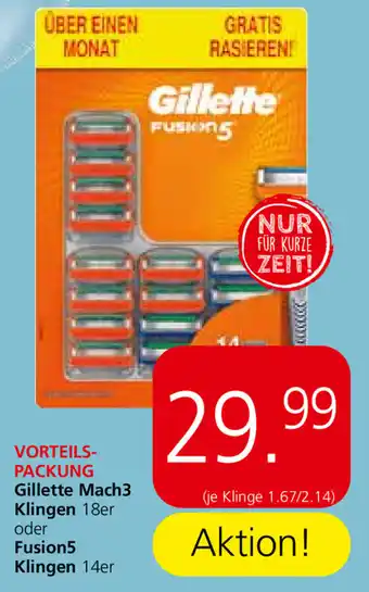 Spar Vorteils-Packung Gillette Mach3 Angebot