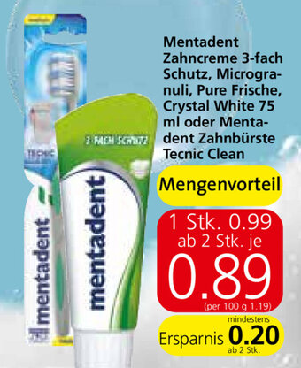 Spar Mentadent Zahncreme 3 Fach Schutz Angebot