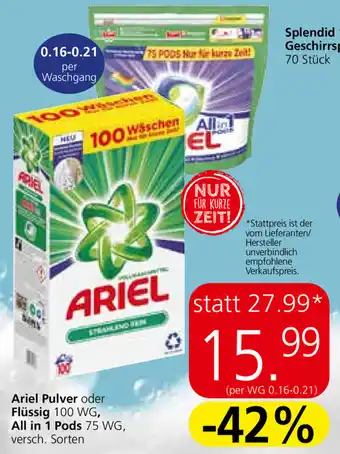 Spar Ariel Pulver Flüssig 100WG Angebot