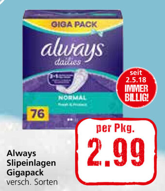 Spar Always Slipeinlagen Gigapack Angebot