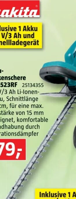 Bauhaus Akku-Heckenschere DUH523RF Angebot
