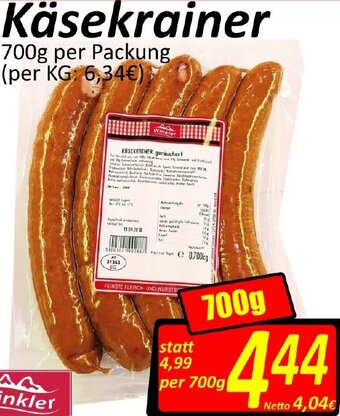 Wurstico Käsekrainer 700g Angebot