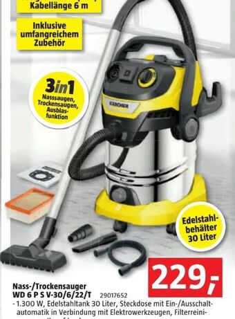 Bauhaus Nass-Trockensauger WD 6 P S V-30/6/22/T Angebot