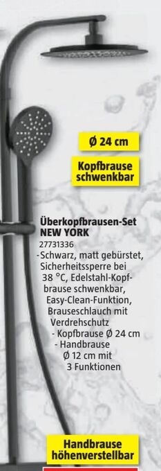 Bauhaus Überkopfbrausen-Set New York Angebot
