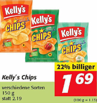 Nah&Frisch Kelly's Chips 150 g Angebot