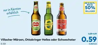 T&G Villacher Märzen, Ottakringer Helles oder Schwechater 0.33l Angebot