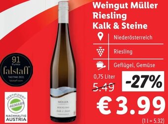 Lidl Weingut Müller Riesling Kalk & Steine 0,75 Liter Angebot