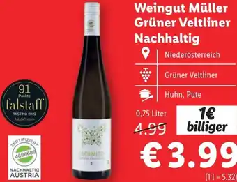 Lidl Weingut Müller Grüner Veltliner Nachhaltig 0.75 Liter Angebot